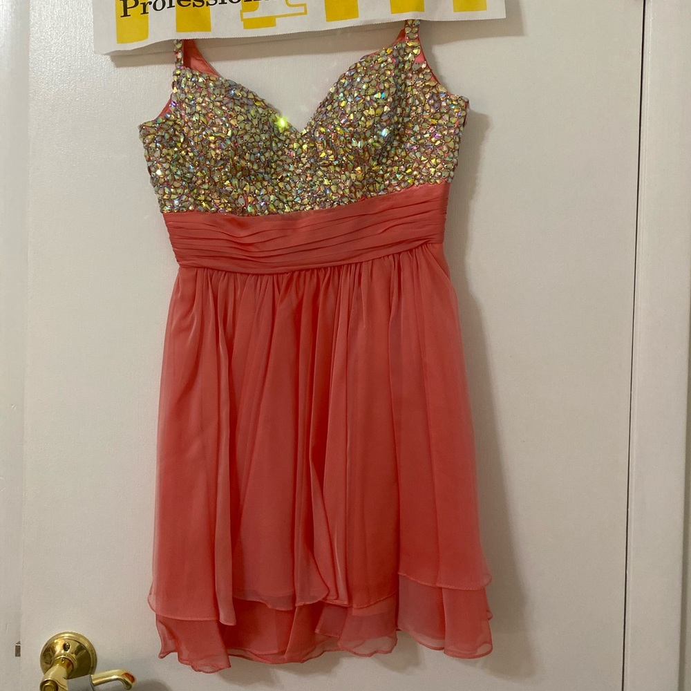 La Femme 16813 in Coral Prom/Homecoming Dress - Picture 2 of 5